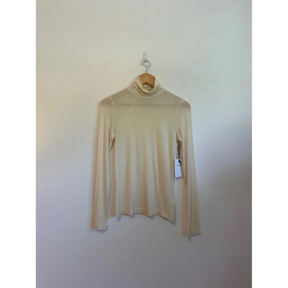 NWT Agolde Pascale Cream Ribbed Long Sleeve Turtleneck Top in Oatmilk | Small - Picture 7 of 13